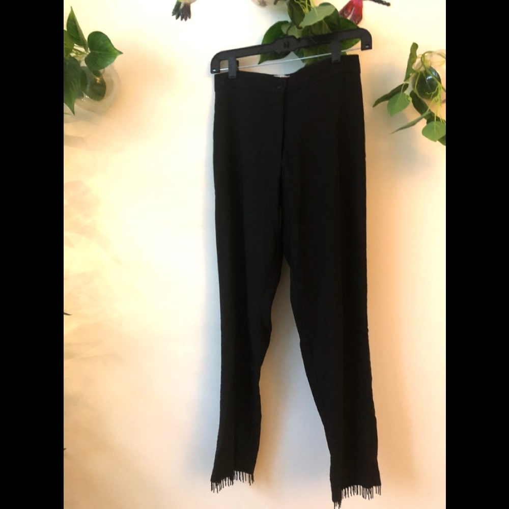 Beaded fringe black pants